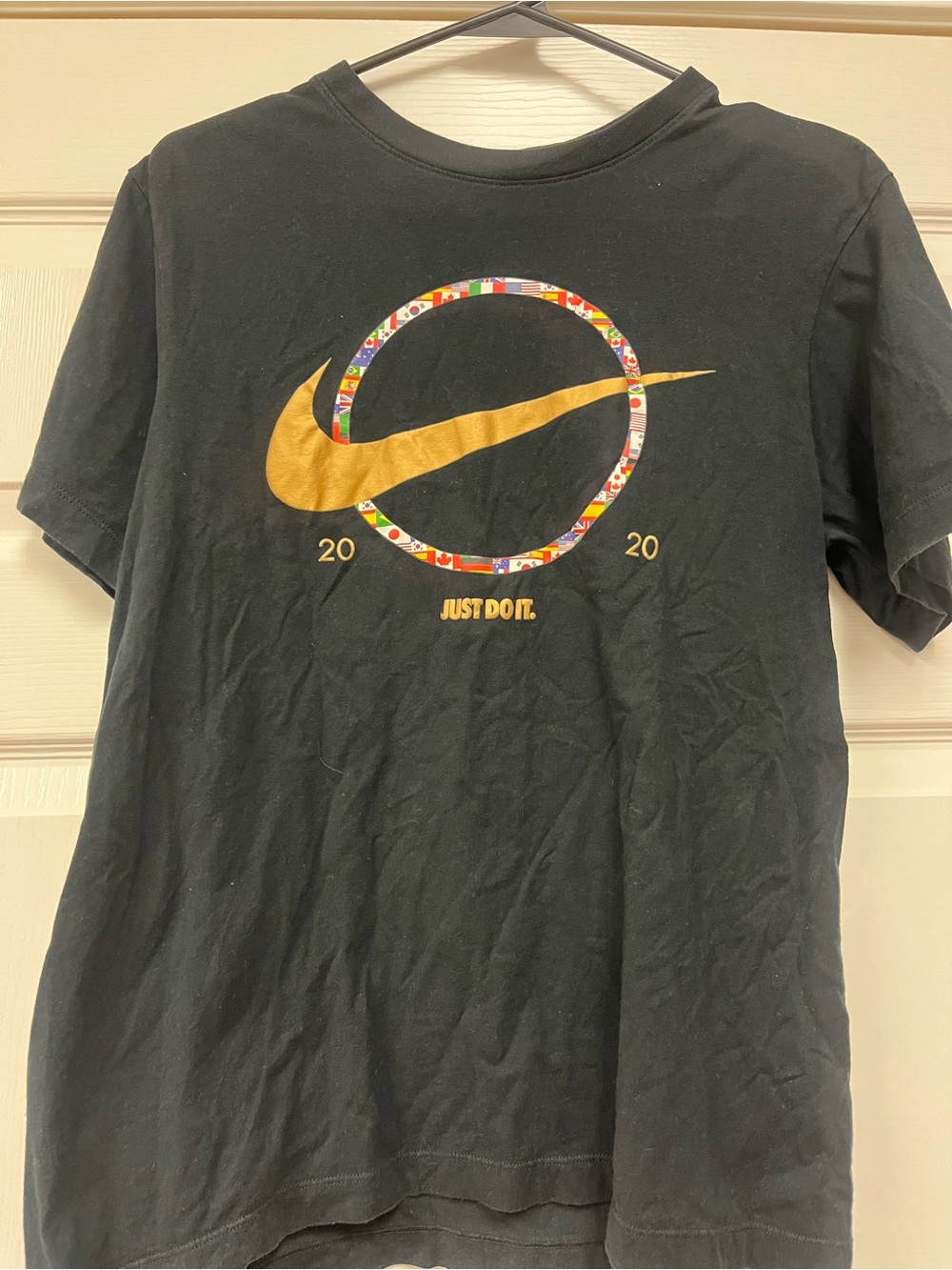Nike 2020 Gold Swoosh 'Just Do It' Black T-Shirt